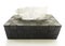 Rectangular brown rattan tissue box isolated on white background. Close-up of environmentally friendly handmade wicker tissue box