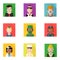 Rectangular flat professions avatars set