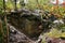 Rectangular fragments of a stone plateau in the town of Kamenny Gorod