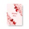 Rectangular greeting card with scarlet hearts