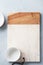 Rectangular marble and wooden serving board and a bowl