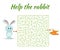 Rectangular maze riddle game, find way your path. Help the rabbit