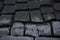 Rectangular vintage cobblestone pavement close