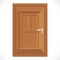 Rectangular wooden front door isolated on a white