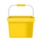 Rectangular yellow bucket. Vector illustration on white background.