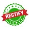 RECTIFY text on red green ribbon stamp