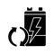 Recyclable battery black glyph icon