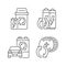 Recyclable battery types linear icons set