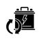 Recyclable lead-acid batteries black glyph icon