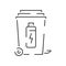 Recyclable material line icon. Ecology outline vector recycled symbol. Bin Rubbish, garbage or trash battery
