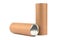 Recyclable paper tube with metal plug end made of kraft paper or cardboard isolated on white. Sustainable and ecological packaging