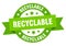 recyclable round ribbon isolated label. recyclable sign.