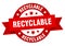 recyclable round ribbon isolated label. recyclable sign.