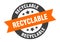 recyclable sign. round ribbon sticker. isolated tag