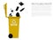 Recyclable waste icon is falling in to the bin