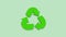 Recycle 3d icon animation. Arrows on a green background. 4k