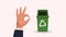 recycle arrows in waste bin animation