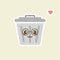 Recycle bin cartoon cute character in kawaii flat style. Tin trash bin. Metal waste container, functional trashcan. City health