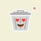 Recycle bin cartoon cute character in kawaii flat style. Tin trash bin. Metal waste container, functional trashcan. City health