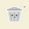 Recycle bin cartoon cute character in kawaii flat style. Tin trash bin. Metal waste container, functional trashcan. City health