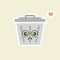 Recycle bin cartoon cute character in kawaii flat style. Tin trash bin. Metal waste container, functional trashcan. City health