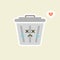 Recycle bin cartoon cute character in kawaii flat style. Tin trash bin. Metal waste container, functional trashcan. City health