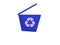 Recycle bin icon. Hand drawn illustration of blue trash can with