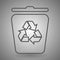 Recycle bin icon. trashcan icon contour illustration on gray background