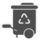 Recycle bin solid icon. Reuse vector illustration isolated on white. Trash glyph style design, designed for web and app