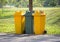 Recycle bins in the park