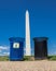 Recycle bins and Washington monument background