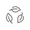 Recycle biodegradable vector thin line icon outline illustration with circular leave leaf shapes. Eco sustainable design graphic