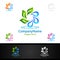 Recycle Blue Water Drop with Green Leaf Ecology Logo Design