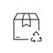 Recycle Box Package Line Icon. Reusable Organic Cardboard Parcel Linear Pictogram. Triangle Arrow Recycling Ecological