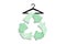 Recycle clothes icons textured with recycled fabric on hanger