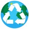 Recycle earth logo on white background