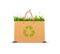 Recycle eco bag idea, paper bag full of green grass and recycle sign, eco bag idea ,