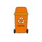 Recycle garbage can, plastic doodle icon, vector color illustration