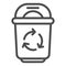 Recycle garbage line icon. Bin with recycle symbol vector illustration isolated on white. Trash outline style design
