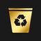 recycle, garbage, refuse gold icon. Vector illustration of golden dark background