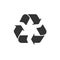 Recycle glyph black icon. Zero waste lifestyle. Eco friendly. Pollution prevention symbol. Enviroment protection. Template for web