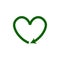 Recycle heart icons. Reuse green ecology symbol. Vector eco circulation shape