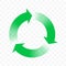 Recycle icon, vector arrows circle symbol. Eco waste reuse cycle, bio waste recycle gradient arrows