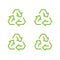 Recycle logo with four style ouline, green color and creative design idea