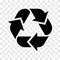 Recycle logo icon. Vector recycled black sign isolated on transparent background.