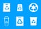 Recycle material icon blue set vector