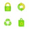 Recycle material icon set, cartoon style