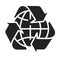 Recycle and planet black glyph line icon. Eco friendly. Enviroment protection. UI UX GUI design element