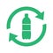 Recycle plastic logo icon, Arrows pet bottle shape recycling sign, Reusable ecological preservation, Vector illustration