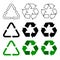 Recycle, reuse, reduce arrows sign symbol